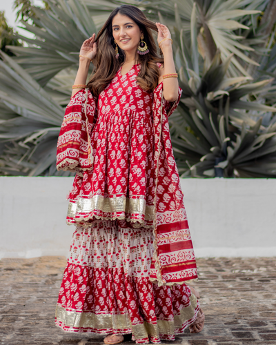 Sharara suit red cheap