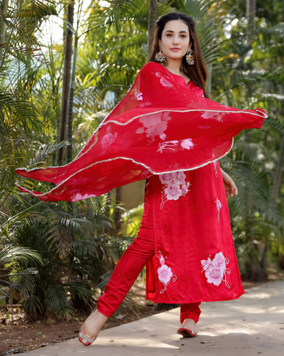 RED CANARY HANDPAINTED SUIT SET