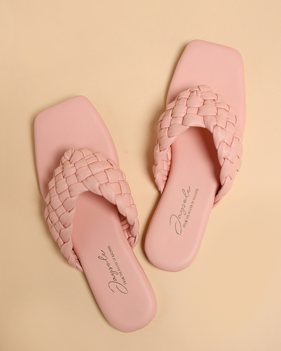 Cream Tan Braided Flats