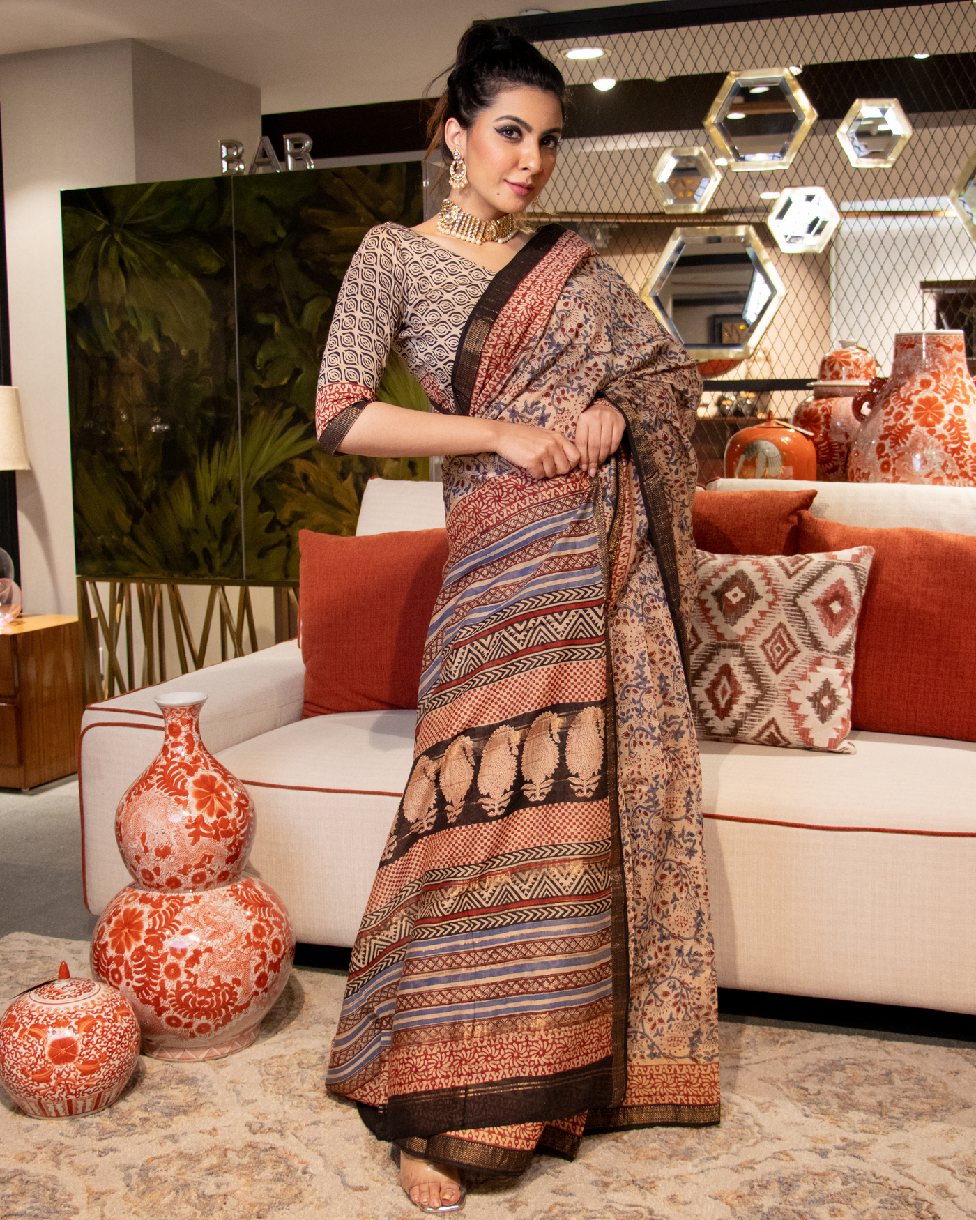 Mahnoor Handblock Chanderi Silk Saree