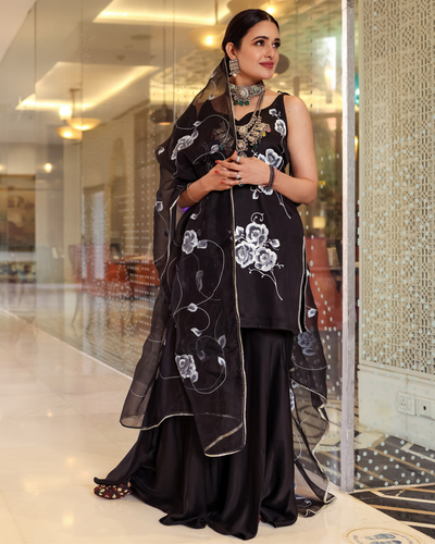 Night Sky Handpainted Sharara Set