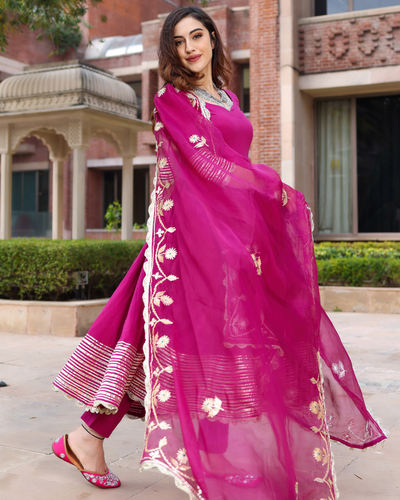 Brown Color Georgette Material Zari Work Sharara Salwar Suit