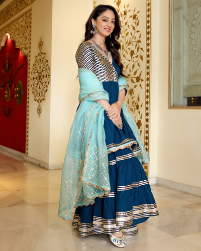 Royale Blue Gotapatti Suit Set