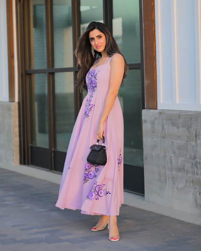 Mauve Handpainted Cotton Dress