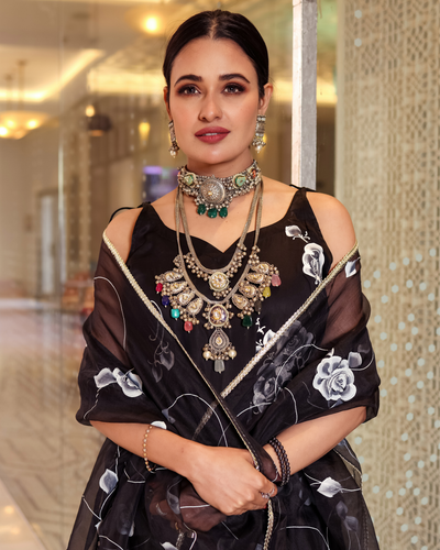 Night Sky Handpainted Sharara Set