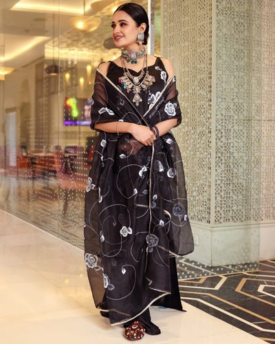Night Sky Handpainted Sharara Set