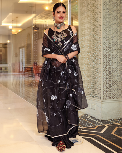 Night Sky Handpainted Sharara Set