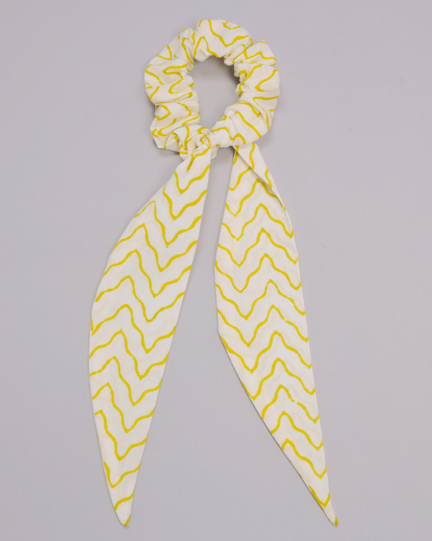 Misted Yellow Handblock Scarf Scrunchie