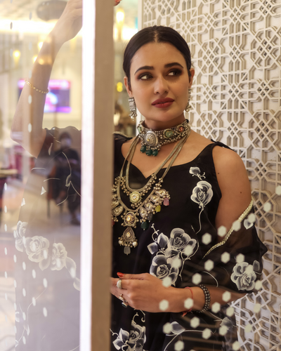 Night Sky Handpainted Sharara Set