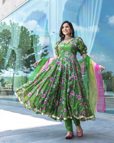 Roxana Chanderi Anarkali Suit Set