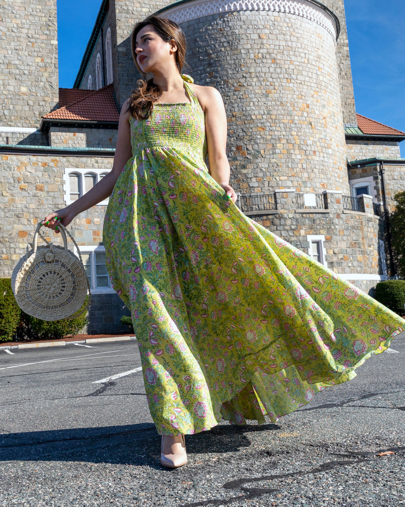 Buy Seaweed Green Smocked Cotton Dress online in India at Best Price | Aachho Buy Seaweed Green Smocked Cotton Dress online in India at Best Price | Aachho