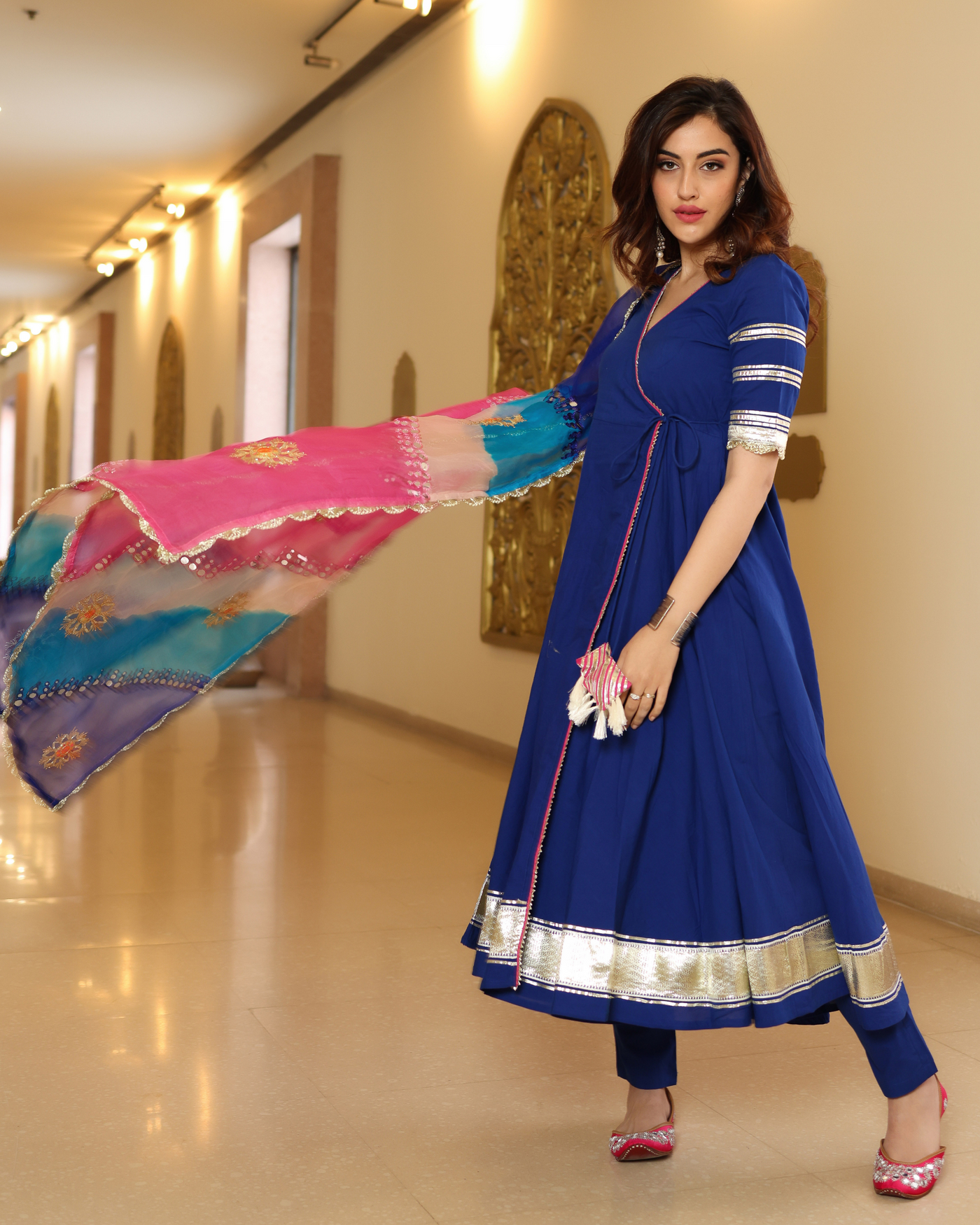 True Navy Gotapatti Anarkali Set