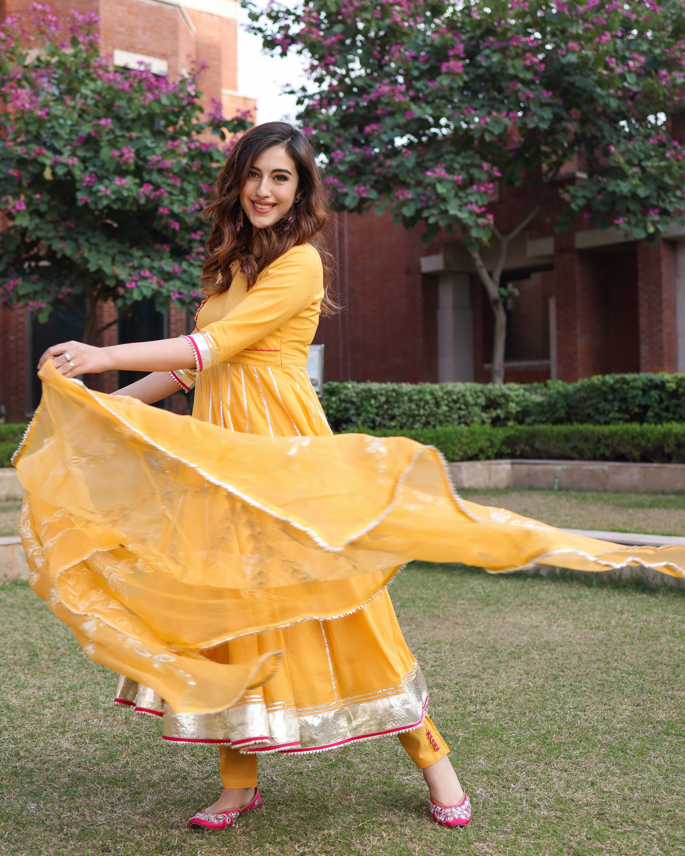 Yellow Popcorn Gotapatti Suit Set