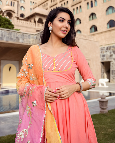 Apple Peach Gotapatti Suit Set