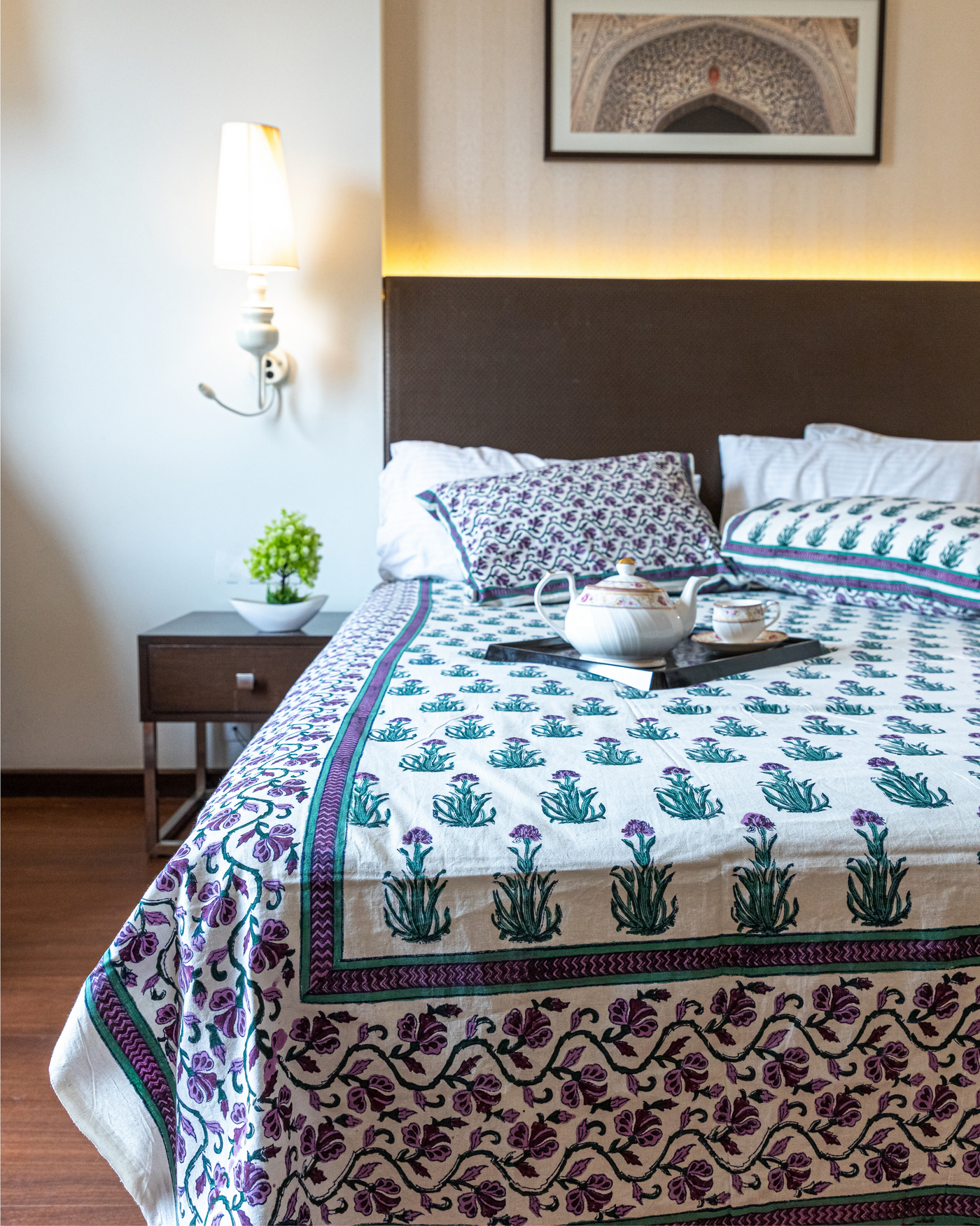 Gilly Flower Handblock Printed Bedsheet