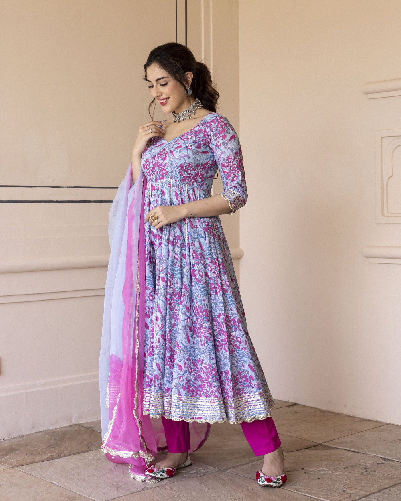 Baby Pink Anarkali Suit Design for Wedding | Qnarkali Suits Design