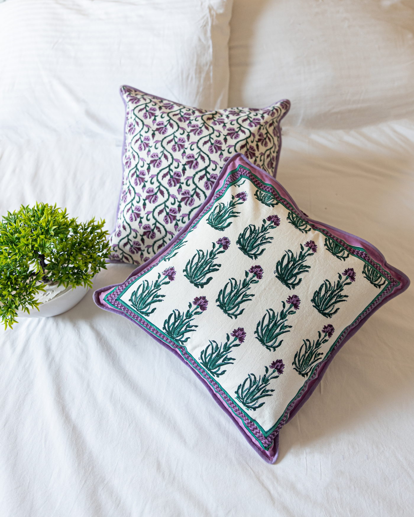 Gilly Flower Handblock Cushion Cover