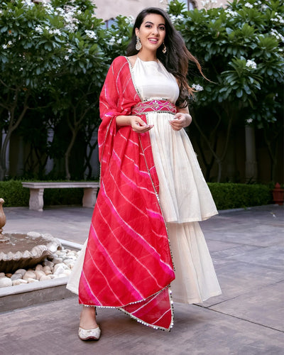 Pearl Dust Leheriya Organza Dupatta