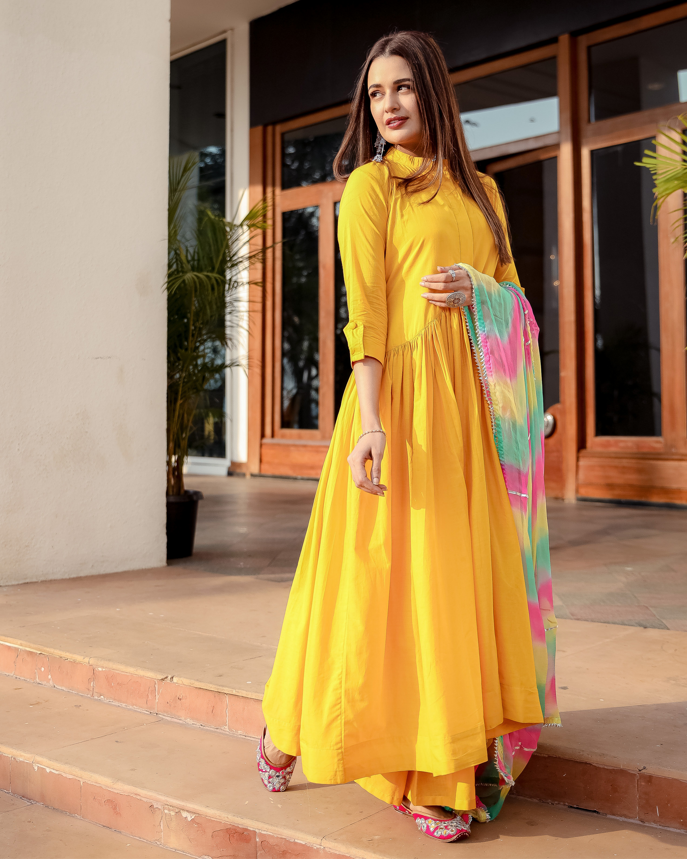 Yellow Blush Leheriya Suit Set