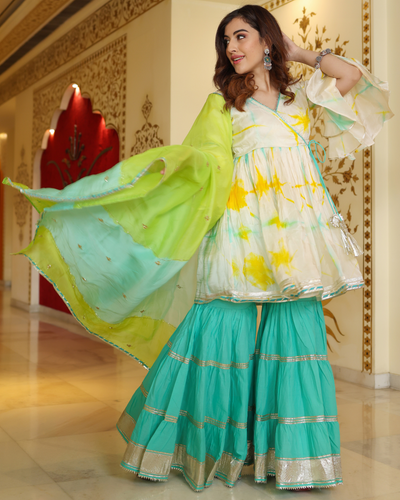 Designer Traditional angrakha style anarkali suit: Perfect Panache