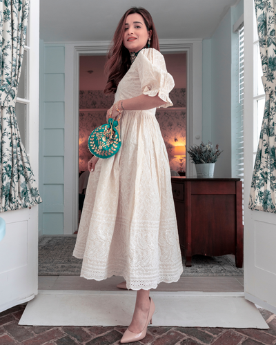 White Aroma Embroidery Dress