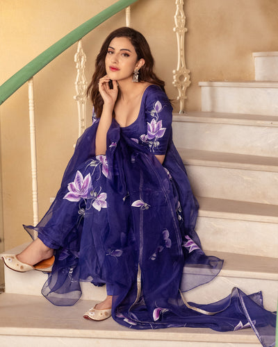 Buy Festive Style Suit - Embroidered Purple Dola Silk Salwar Suit – Empress  Clothing