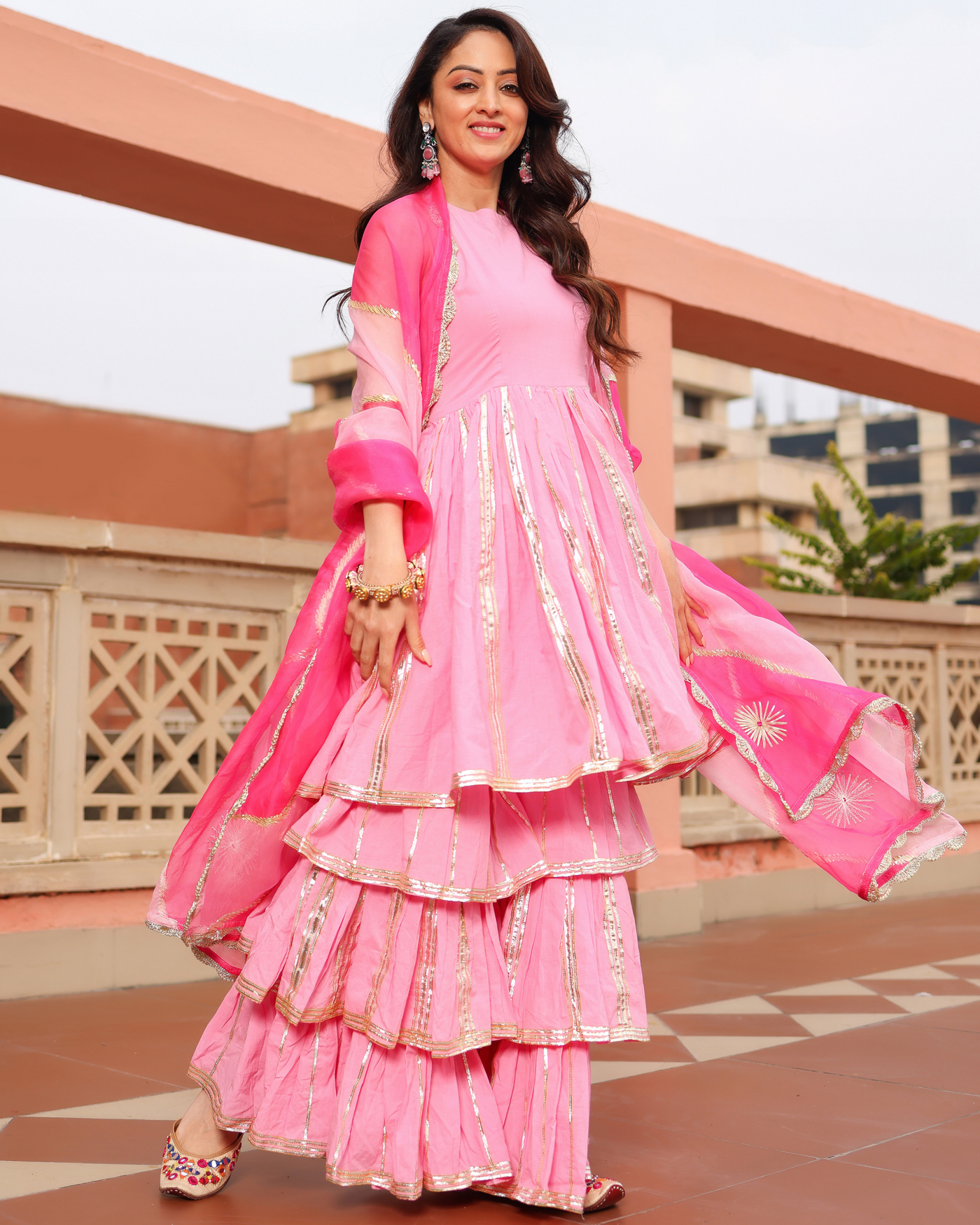 Cloud Pink Gotapatti Sharara Set