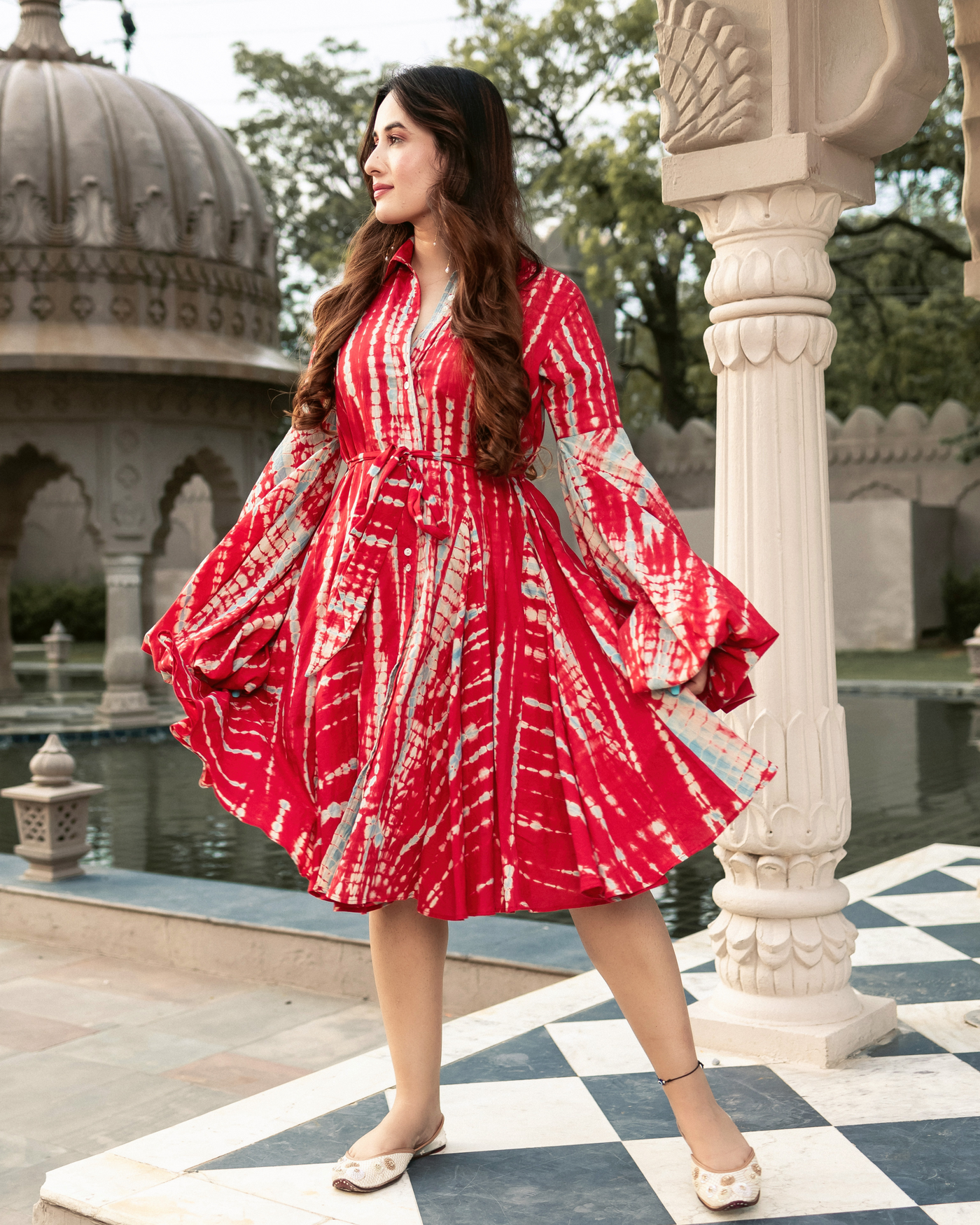 Surkh Shibori Cotton Dress
