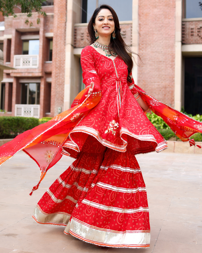 Sharara in red hot sale colour