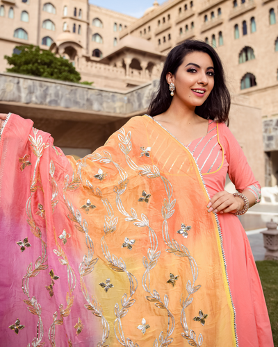 Apple Peach Gotapatti Suit Set