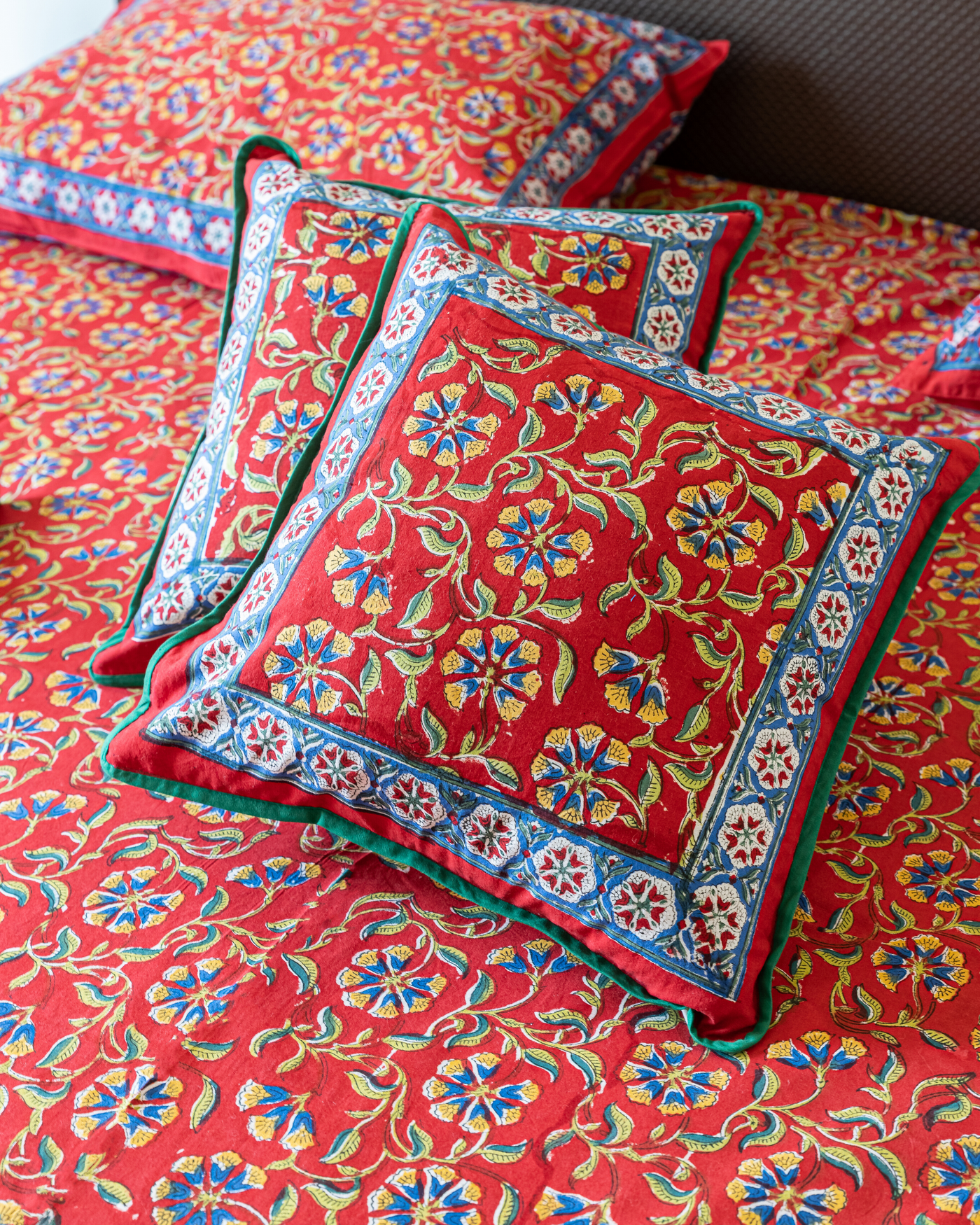 Rojo Handblock Printed Bedsheet