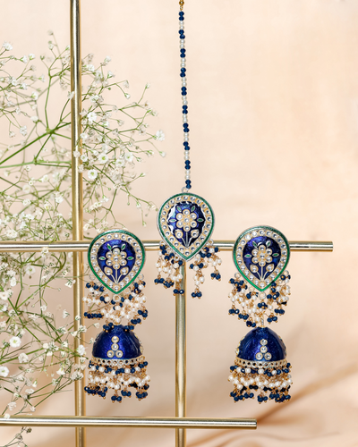 Midnight Blue Handcrafted Brass Earrings