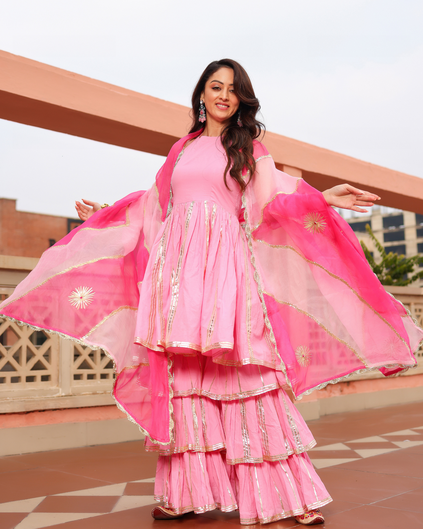 Cloud Pink Gotapatti Sharara Set