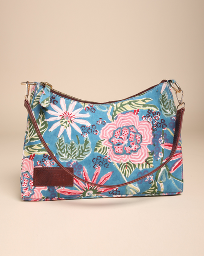 Flower Fairy Cotton Blockprinted Baguette Bag