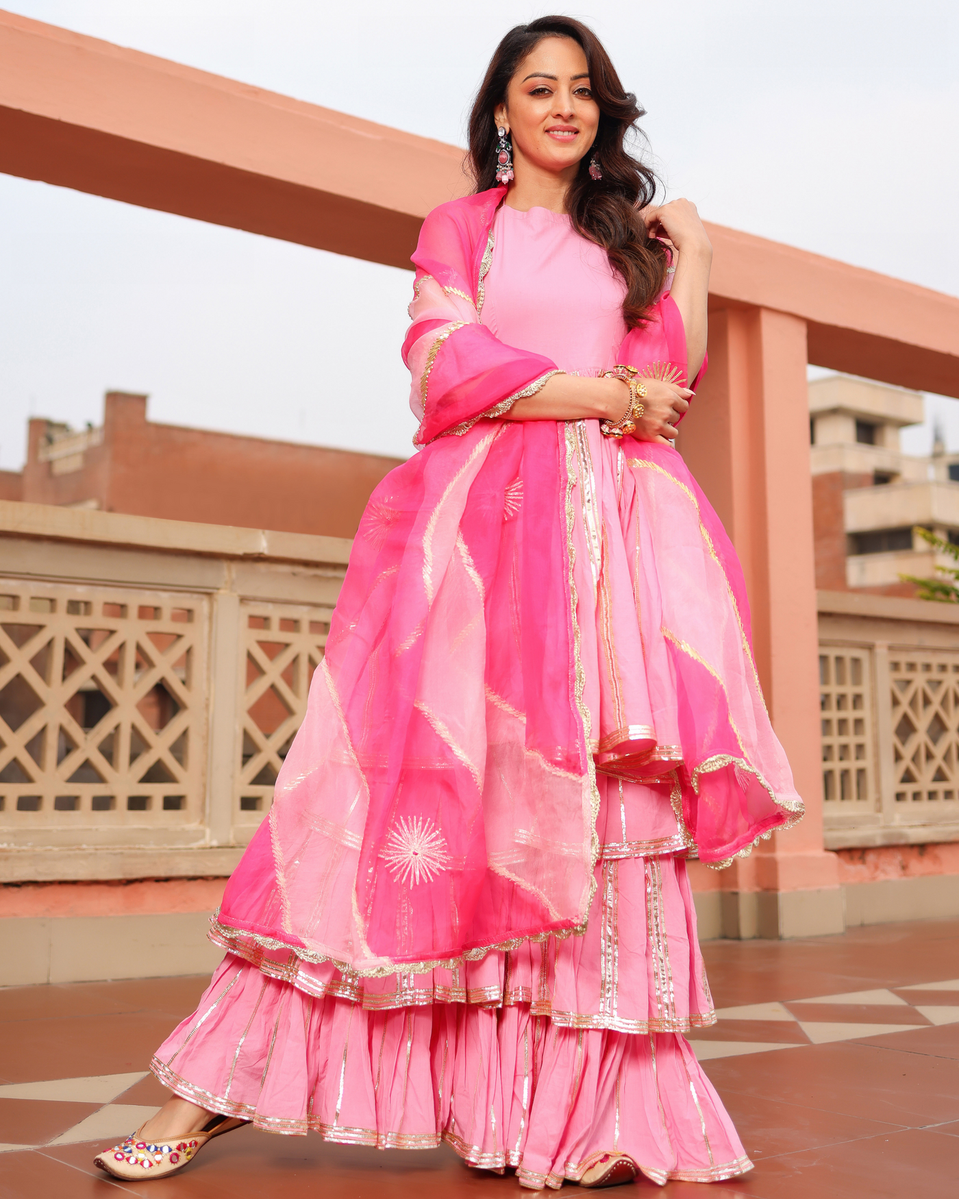 Cloud Pink Gotapatti Sharara Set