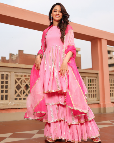 Cloud Pink Gotapatti Sharara Set