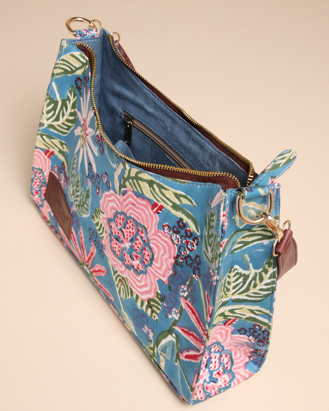 Flower Fairy Cotton Blockprinted Baguette Bag