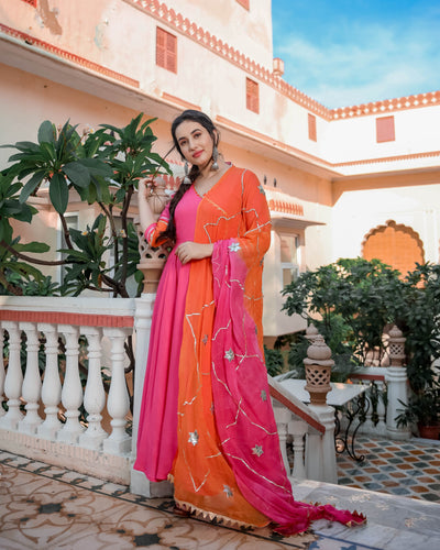 Pink Orange Gotapatti Suit Set