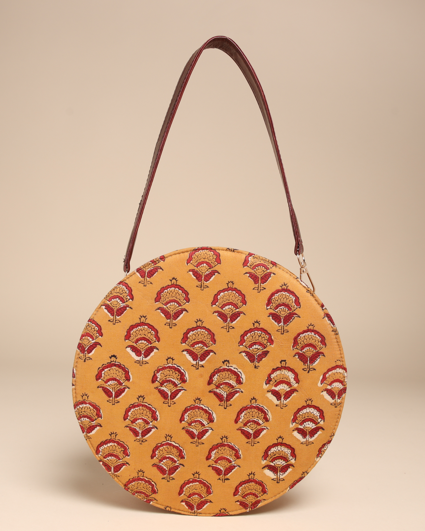 Mustard Yellow Cotton Blockprinted Sling Bag