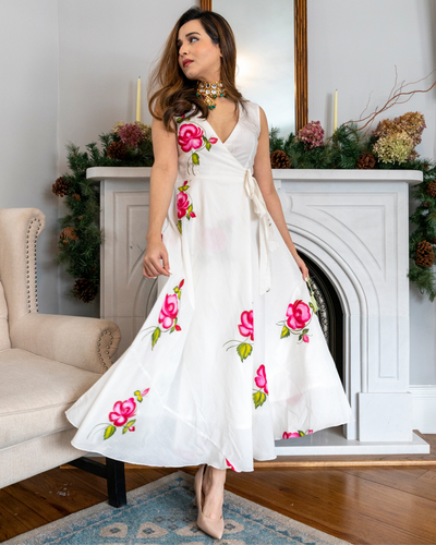 Calla Lily Handpainted Cotton Dress