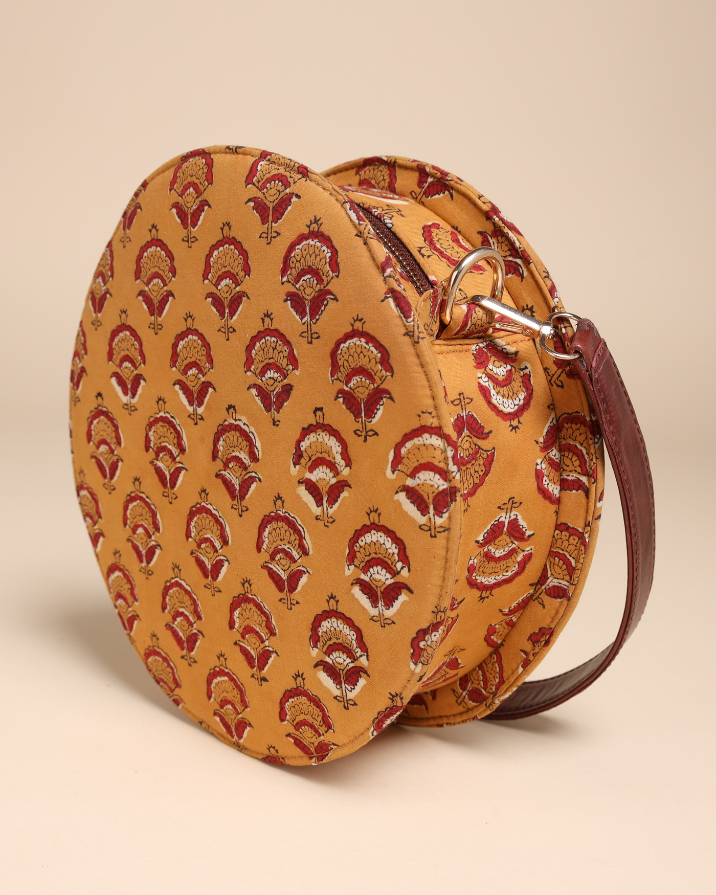 Mustard Yellow Cotton Blockprinted Sling Bag