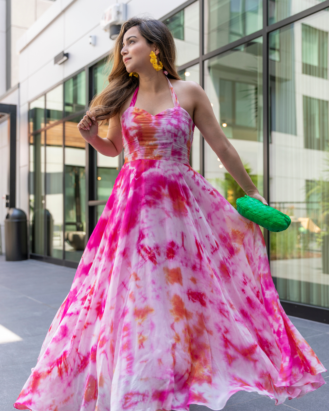 Pink Marshmello Tie &amp; Dye Organza Dress