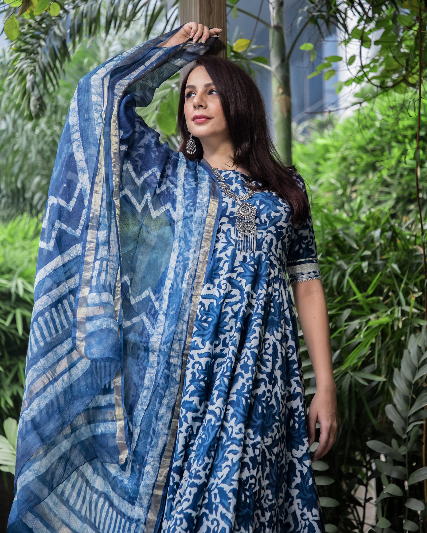 Pantone Indigo Handblock Cotton Suit Set