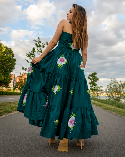 Dark Forest Handpainted Cotton Dress