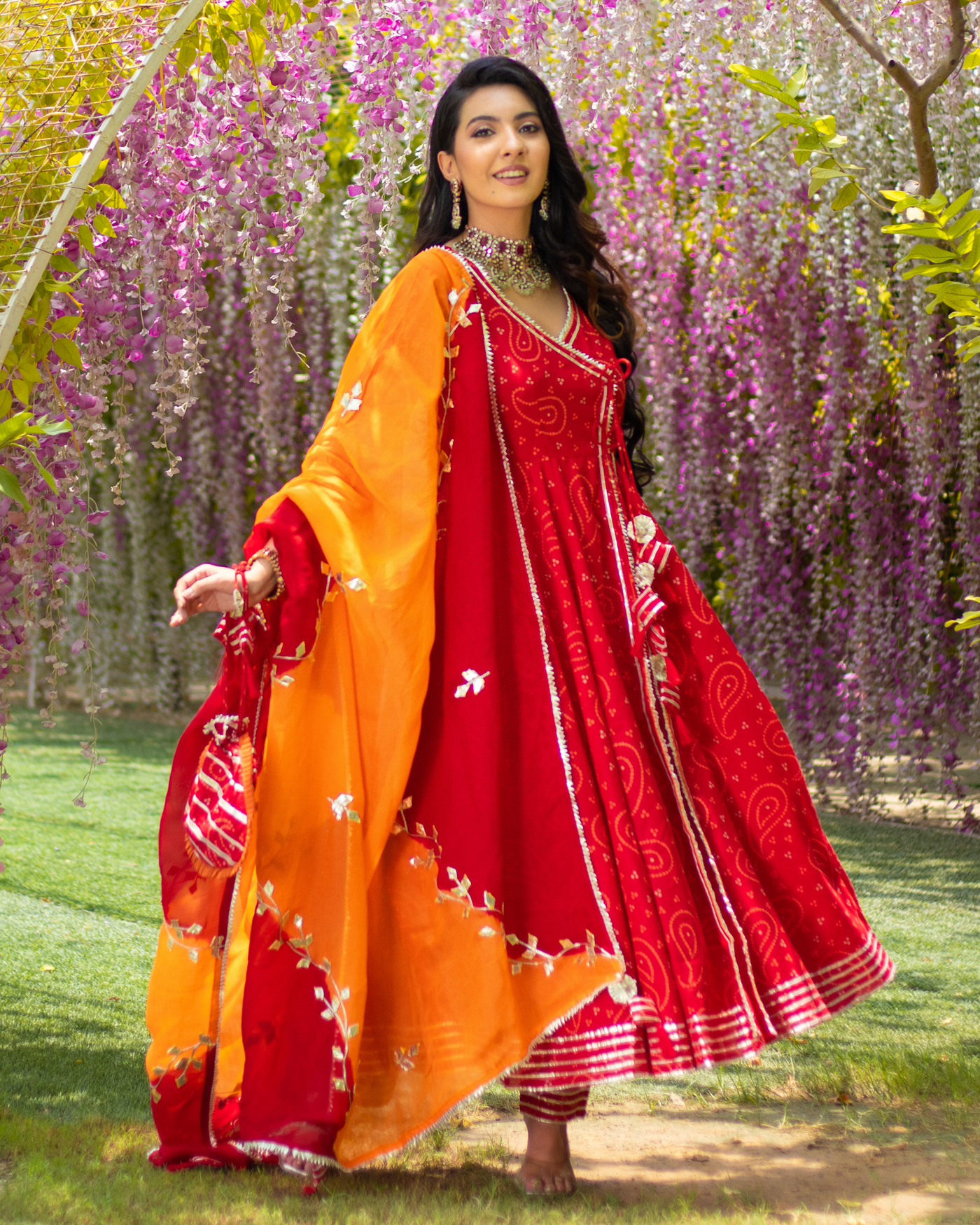 Buy Gulabi Bandhej Suit Set by DIMPLE DESIGN STUDIO at Ogaan Market Online  Shopping Site