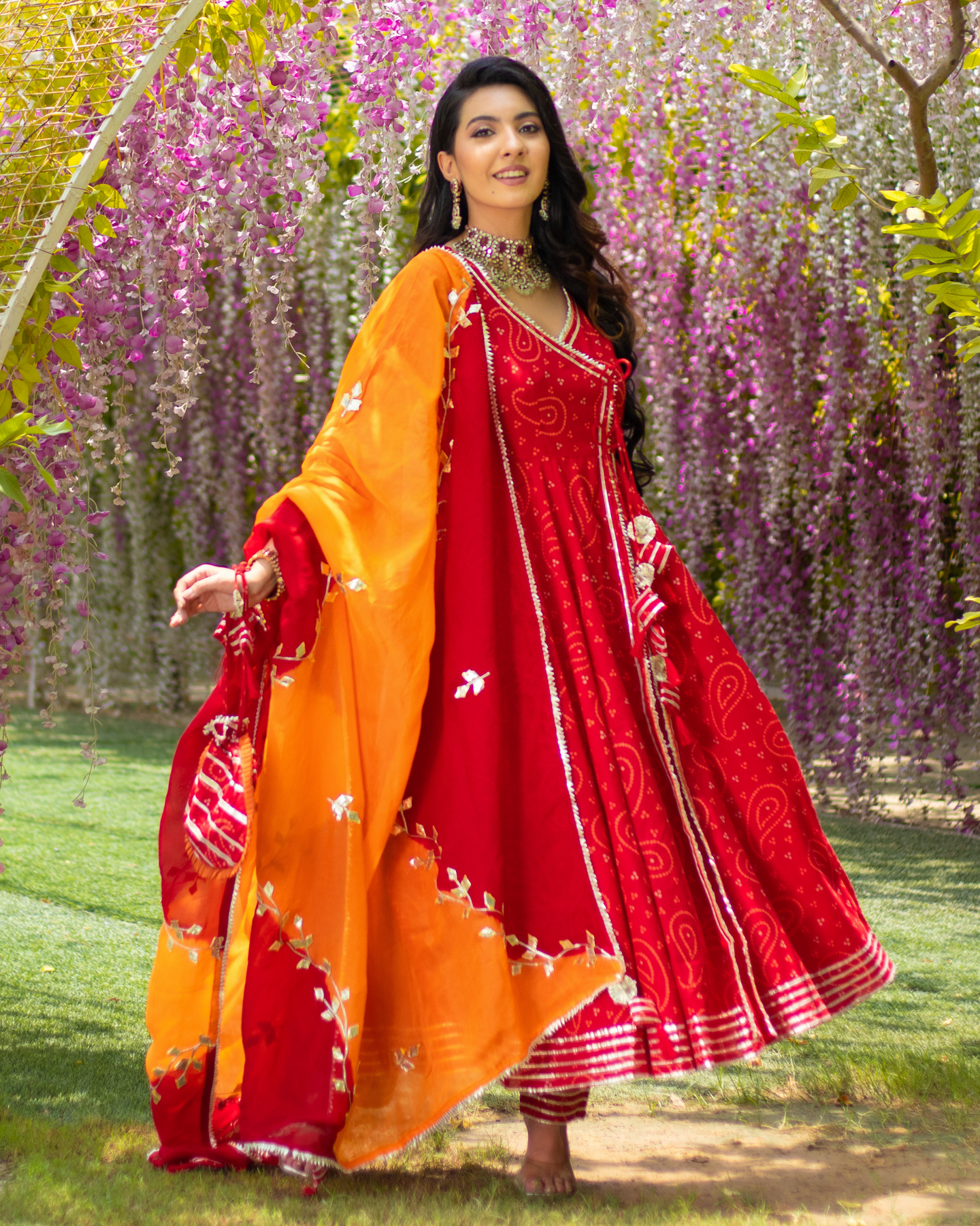 Red gota hotsell patti suit