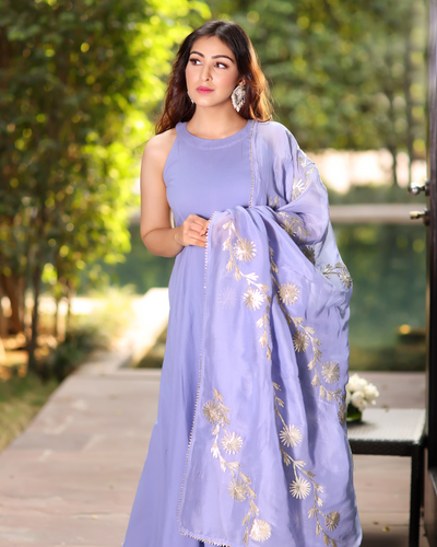Steel Blue Gota Suit Set