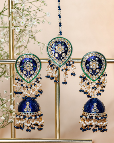 Midnight Blue Handcrafted Brass Earrings