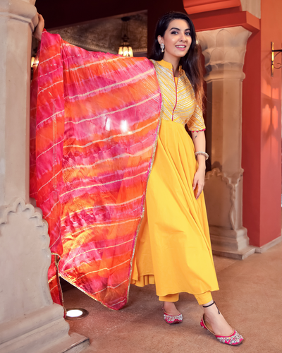 Yellow Multicolor Embroidered Punjabi Suit | Salwar kameez designs,  Combination dresses, Indian salwar kameez