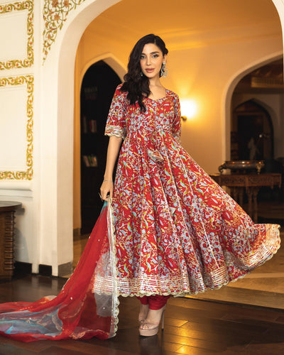 Stella Cotton Anarkali Suit Set